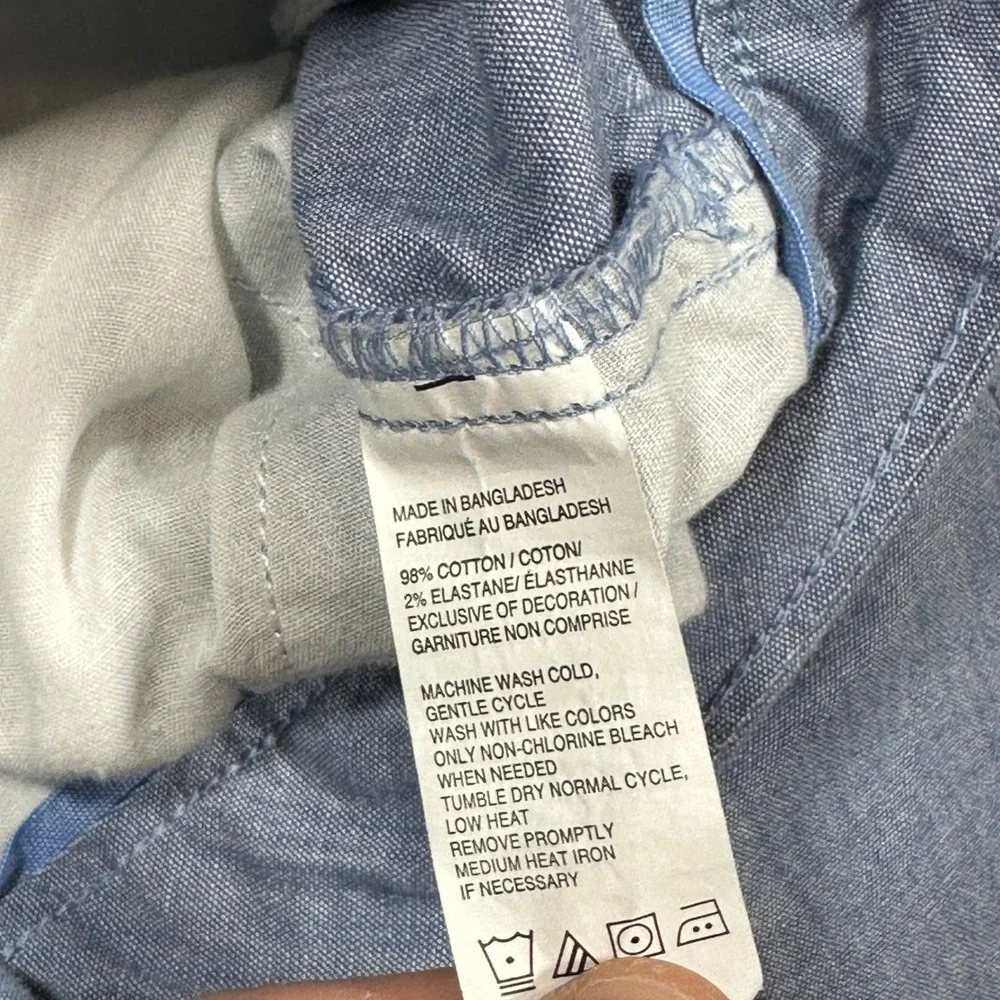 IZOD Mens Lightweight Chambray Pants Stretch Straight Leg Blue 34x30